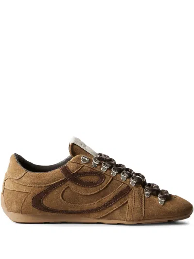 Claudie Pierlot Suede Leather Lace-up Sneakers In Brown