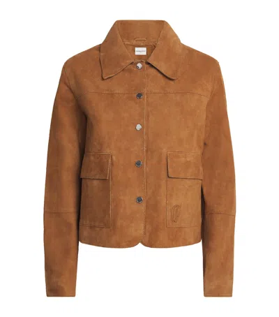 Claudie Pierlot Suede Shirt-style Jacket In Brown