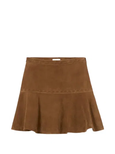 Claudie Pierlot Leather Wrap Skirt In Brown
