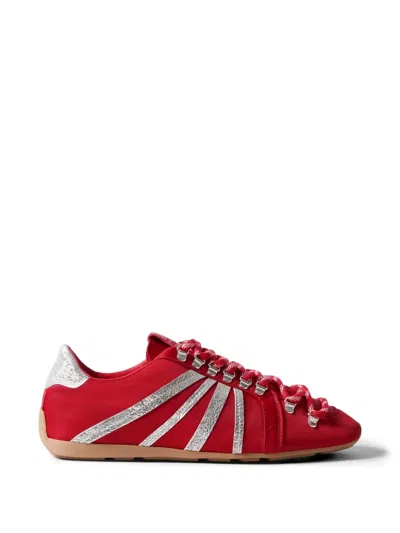 Claudie Pierlot Swing Striped Lace-up Sneakers In Red
