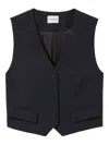 Claudie Pierlot Womens Navy Tailored V-neck Wool-blend Waistcoat In Blue