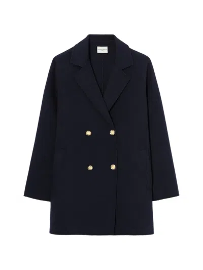 Claudie Pierlot Tailored Collar Wool Coat In Blue