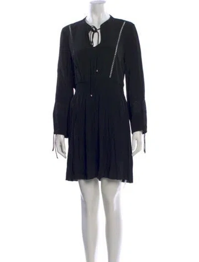 Pre-owned Claudie Pierlot Tie Neck Mini Dress In Black
