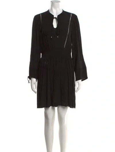 Pre-owned Claudie Pierlot Tie Neck Mini Dress In Black