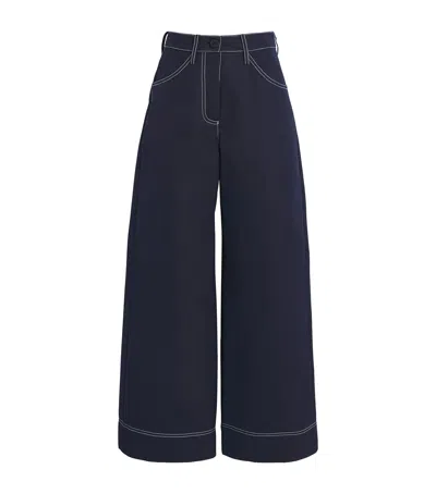 Claudie Pierlot Topstitched Wide-leg Jeans In Blue