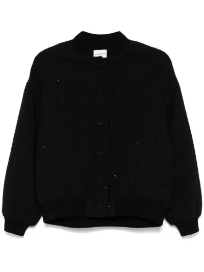 Claudie Pierlot Womens  Sequin-tweed Relaxed Woven Bomber Jacket In Noir / Gris