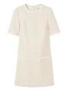Claudie Pierlot Womens Naturels Round-neck Short-sleeve Tweed Mini Dress