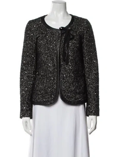 Pre-owned Claudie Pierlot Tweed Pattern Blazer In Black