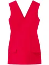 Claudie Pierlot Cotton V-neck Mini Dress In Red