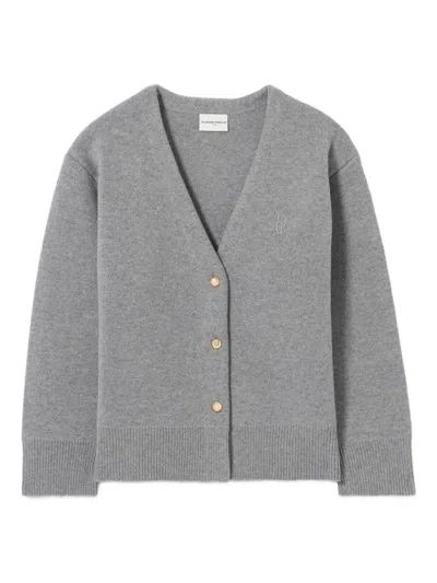Claudie Pierlot V-neck Embroidered Cardigan In Gray