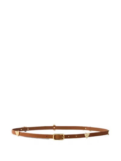 Claudie Pierlot Vegetable-tanned Leather Charm Belt In Brown