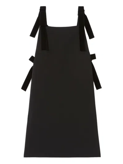 Claudie Pierlot Velvet-trimmed Square-neck Mini Dress In Black