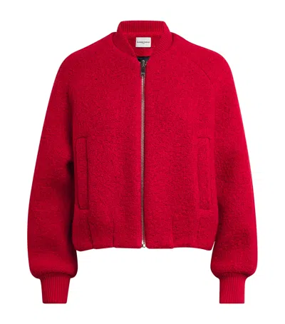 Claudie Pierlot Virgin Wool-blend Bomber Jacket In Red