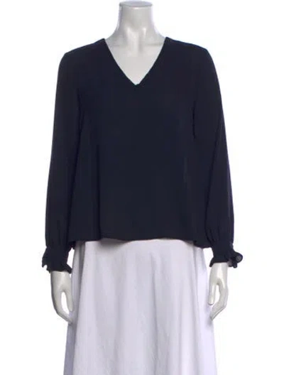 Pre-owned Claudie Pierlot V-neck Long Sleeve Blouse In Blue