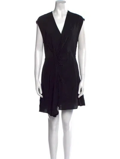 Pre-owned Claudie Pierlot V-neck Mini Dress In Black