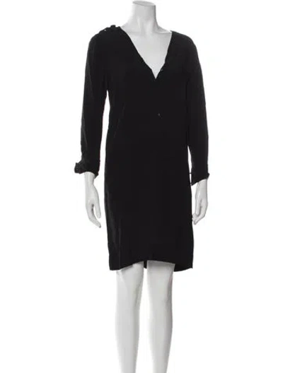Pre-owned Claudie Pierlot V-neck Mini Dress In Black