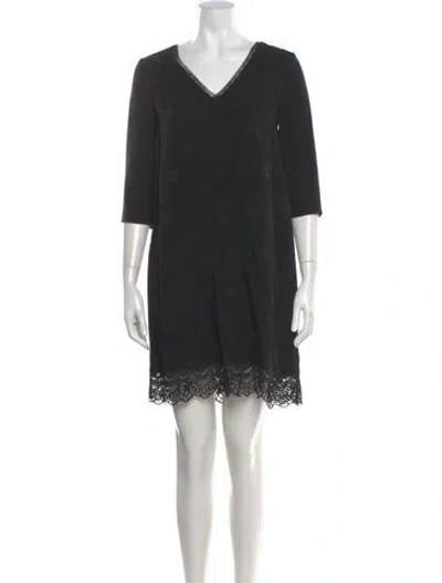 Pre-owned Claudie Pierlot V-neck Mini Dress In Black