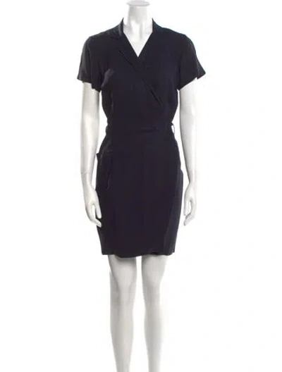 Pre-owned Claudie Pierlot V-neck Mini Dress In Blue