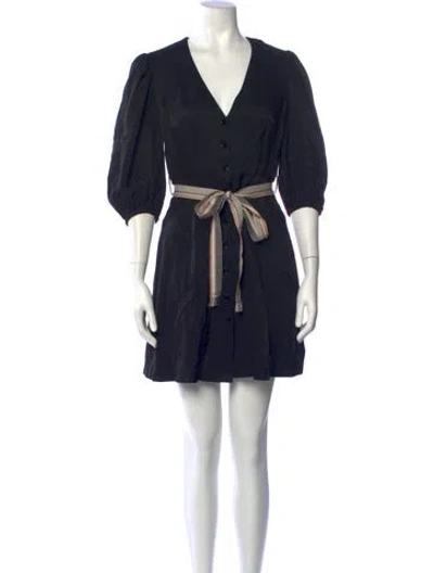Pre-owned Claudie Pierlot V-neck Mini Dress In Blue