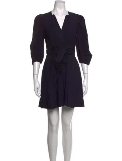 Pre-owned Claudie Pierlot V-neck Mini Dress In Blue