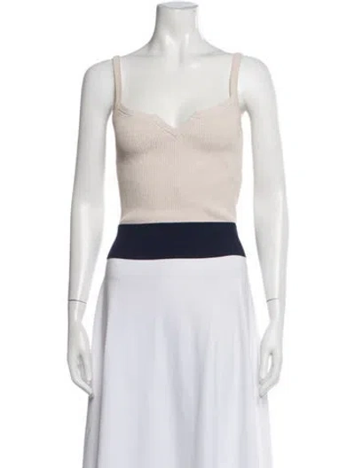 Pre-owned Claudie Pierlot V-neck Sleeveless Top In Neutrals