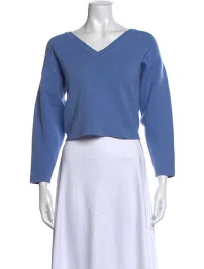 Pre-owned Claudie Pierlot V-neck Sweater In Blue