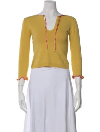 Pre-owned Claudie Pierlot V-neck Sweater In Yellow