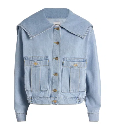 Claudie Pierlot Wide-collar Denim Jacket In Blue