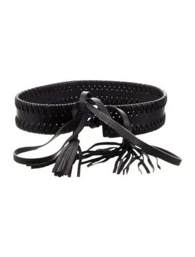 Pre-owned Claudie Pierlot Wide Leather Waist Belt In Black