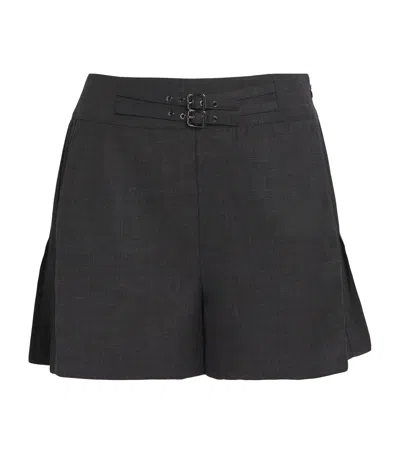 Claudie Pierlot Wide Pleated Shorts In Gray