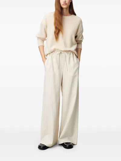 Claudie Pierlot Wide Striped Trousers In Neutrals