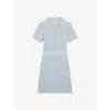 Claudie Pierlot Womens Bleus Contrast-trim Knitted Mini Dress