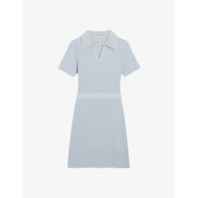 Claudie Pierlot Womens Bleus Contrast-trim Knitted Mini Dress