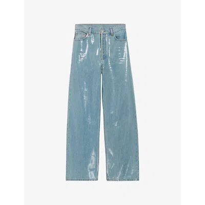 Claudie Pierlot Claude Jeans With Glitter Effect In Blue