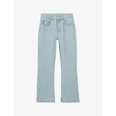 Claudie Pierlot Womens Bleus Stonewashed Straight-fit Mid-rise Denim Jeans