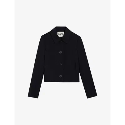 Claudie Pierlot Womens Bleus Volcan Cropped Wool-blend Coat