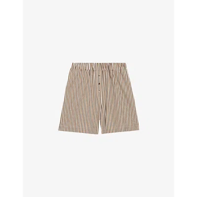 Claudie Pierlot Womens Bruns Striped Elasticated High-rise Cotton Shorts