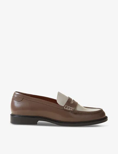 Claudie Pierlot Womens Divers Contrast-panel Slip-on Leather Loafers