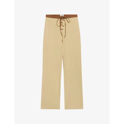 Claudie Pierlot Womens Divers Lace-up Straight-leg Mid-rise Cotton And Lyocell Trousers