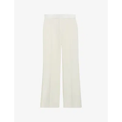 Claudie Pierlot Womens Naturels Contrast-waistband Straight-cut Mid-rise Woven Trousers