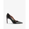 CLAUDIE PIERLOT CLAUDIE PIERLOT WOMENS NOIR / GRIS BOW ASYMMETRIC-STRAP LAMB-LEATHER COURT HEELS