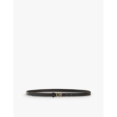 CLAUDIE PIERLOT WOMENS LOGO-BUCKLE THINK LEATHER BELT NOIR / GRIS
