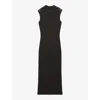 CLAUDIE PIERLOT CLAUDIE PIERLOT WOMENS NOIR / GRIS SHEER-PANEL HIGH-NECK STRETCH-WOVEN MAXI DRESS