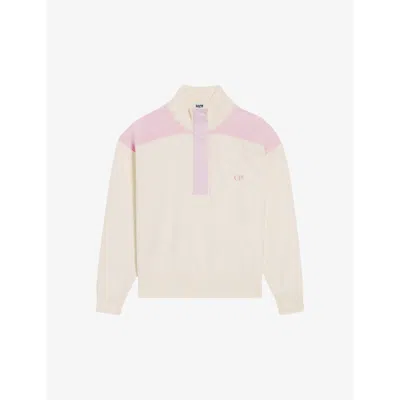 Claudie Pierlot Womens Roses Logo-embroidered Collared Woven Sweatshirt