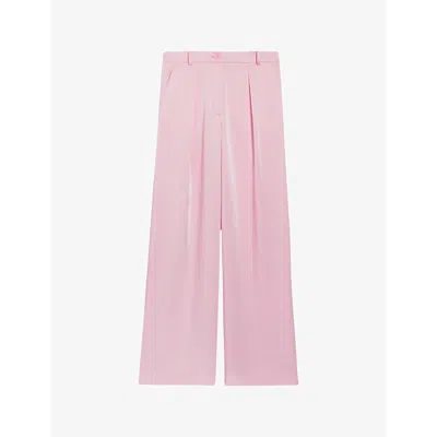 Claudie Pierlot Womens Roses Pleated Wide-leg Mid-rise Woven Trousers