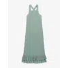 Claudie Pierlot Womens Verts Rowe Scoop-neck Cotton Midi Dress