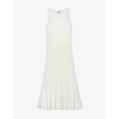 Claudie Pierlot Womens Verts Scoop-neck Pleated Stretch-cotton Maxi Dress