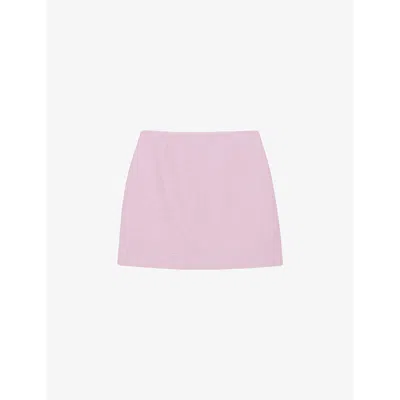 Claudie Pierlot Womens Violets Darted Straight-cut Tweed Mini Skirt