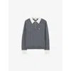 Claudie Pierlot Womens Anthracite Logo-embroidered Long-sleeve Wool-blend Polo In Gray