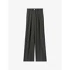 Claudie Pierlot Womens Anthracite Pinstriped Straight-leg High-rise Stretch-woven Trousers In Gray
